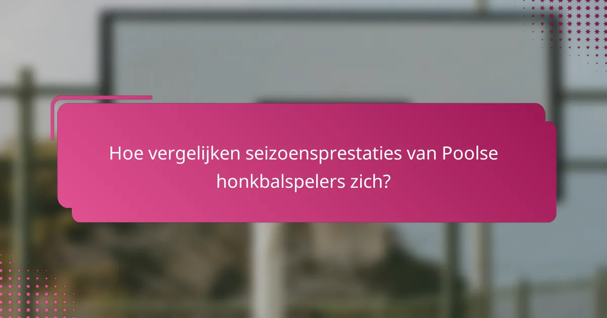 Hoe vergelijken seizoensprestaties van Poolse honkbalspelers zich?
