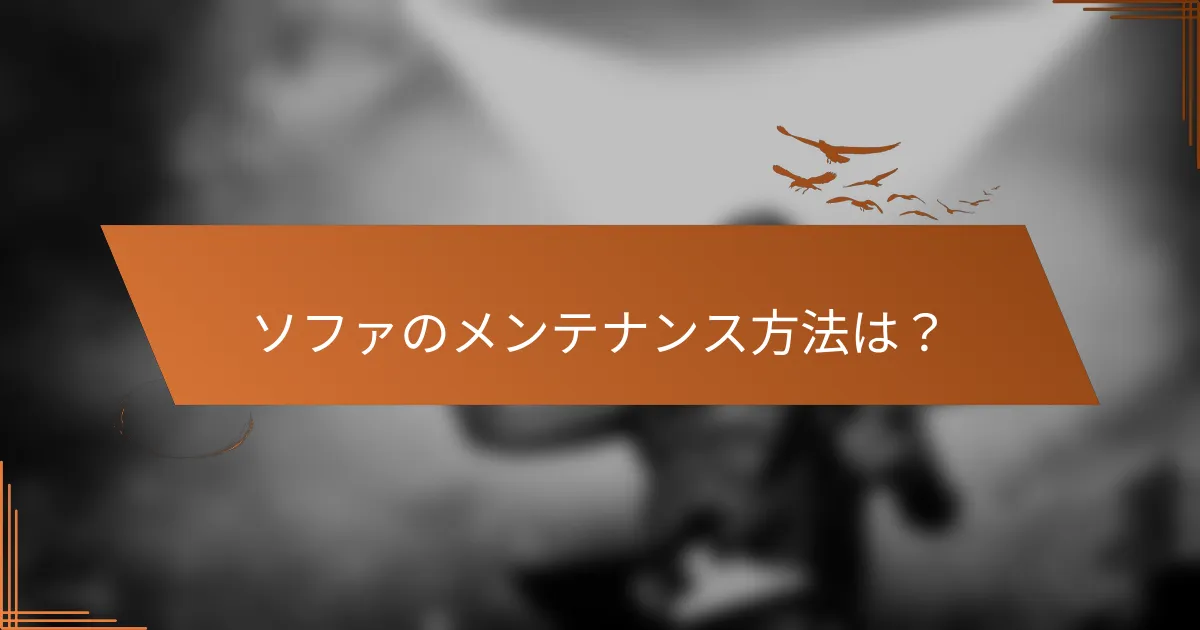 ソファのメンテナンス方法は?