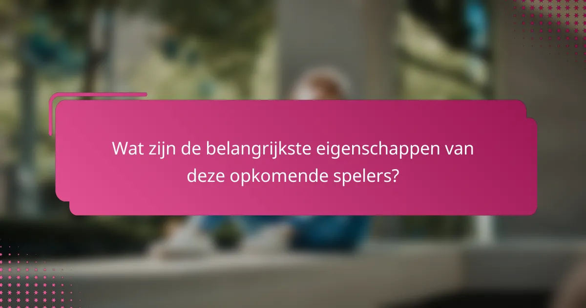 Wat zijn de belangrijkste eigenschappen van deze opkomende spelers?