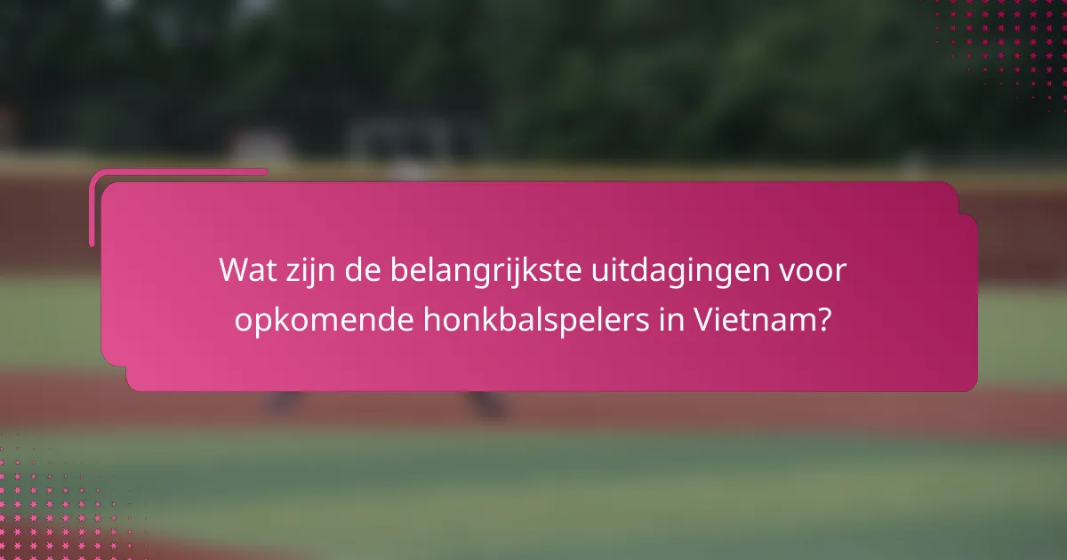 Wat zijn de belangrijkste uitdagingen voor opkomende honkbalspelers in Vietnam?