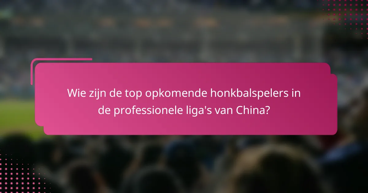 Wie zijn de top opkomende honkbalspelers in de professionele liga's van China?