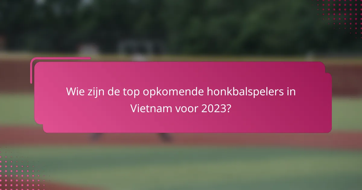 Wie zijn de top opkomende honkbalspelers in Vietnam voor 2023?